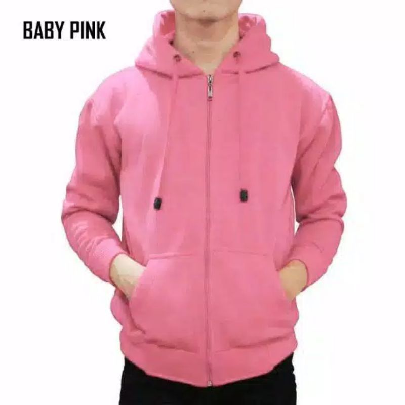 Hoodie Zipper polos pria wanita