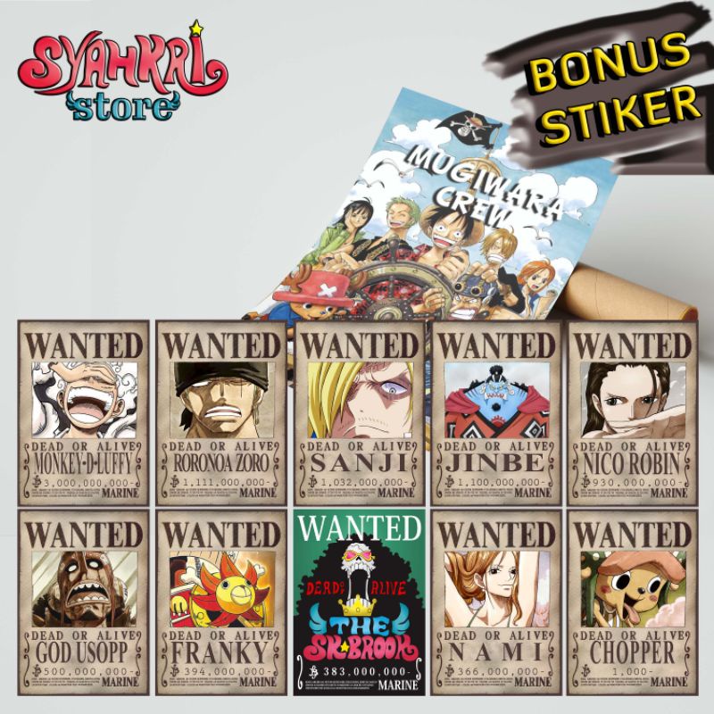 TERBARU - Poster Wanted Bounty One Piece - Mugiwara Luffy Crew
