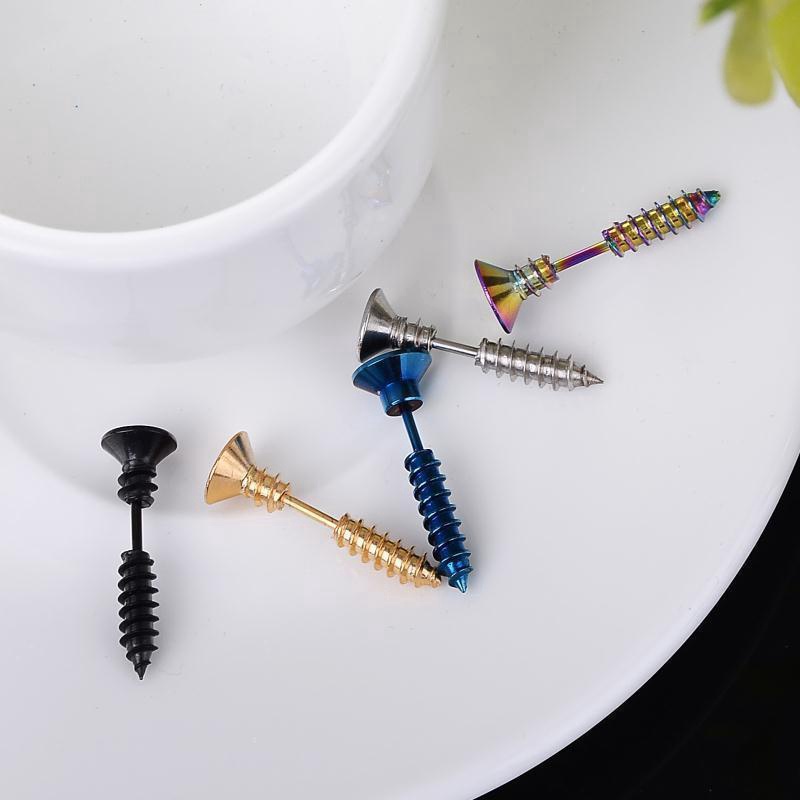 Hot Sale/1Pasang Unisex KPOP BTS EXO Punk Stainless Steel Screw Ear Studs Earrings/Penjualan Panas