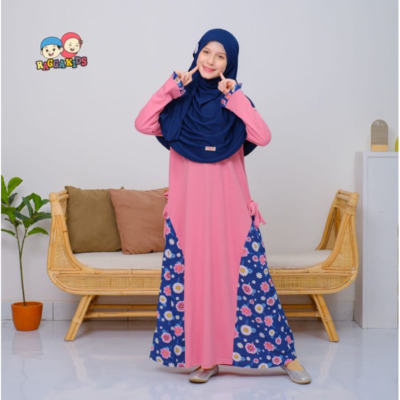 Baju muslim gamis anak perempuan raggakids rg58 free tempat pensil | Gamis couple ibu dan anak RGD58