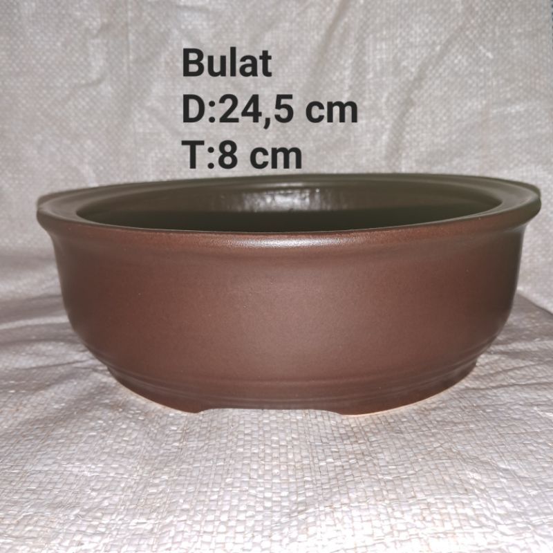 pot bonsai keramik bulat