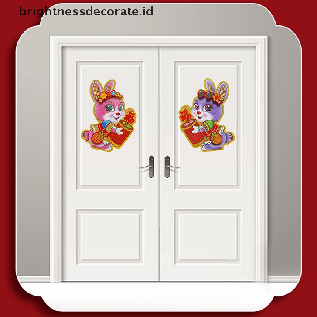 [Birth] Year Of Rabbit Chinese Small Couplets Chunlian Spring Festival Tanda Teras Pintu Banner Dengan Karakter Fu Dekorasi Jendela Kertas [ID]