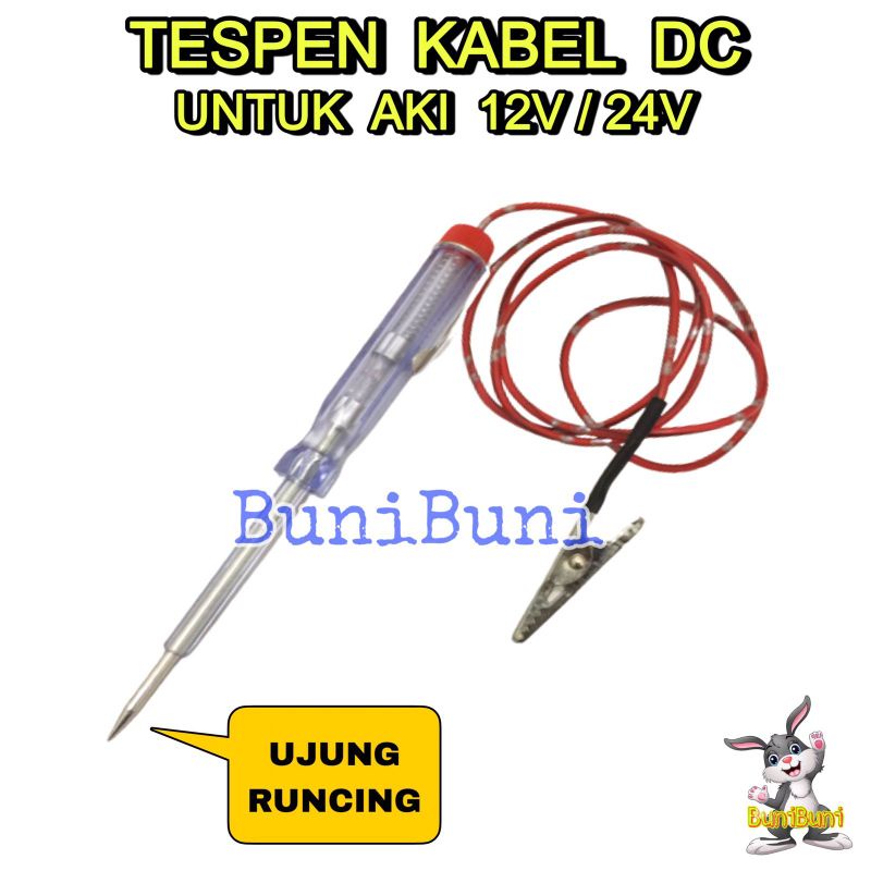 Tespen / Testpen Aki / Tespen Kabel DC Untuk Cek Listrik Mobil Motor Universal 12 - 24 Volt