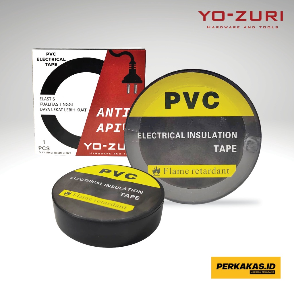 Isolasi Lakban Kabel Listrik PVC Hitam Anti Api YOZURI