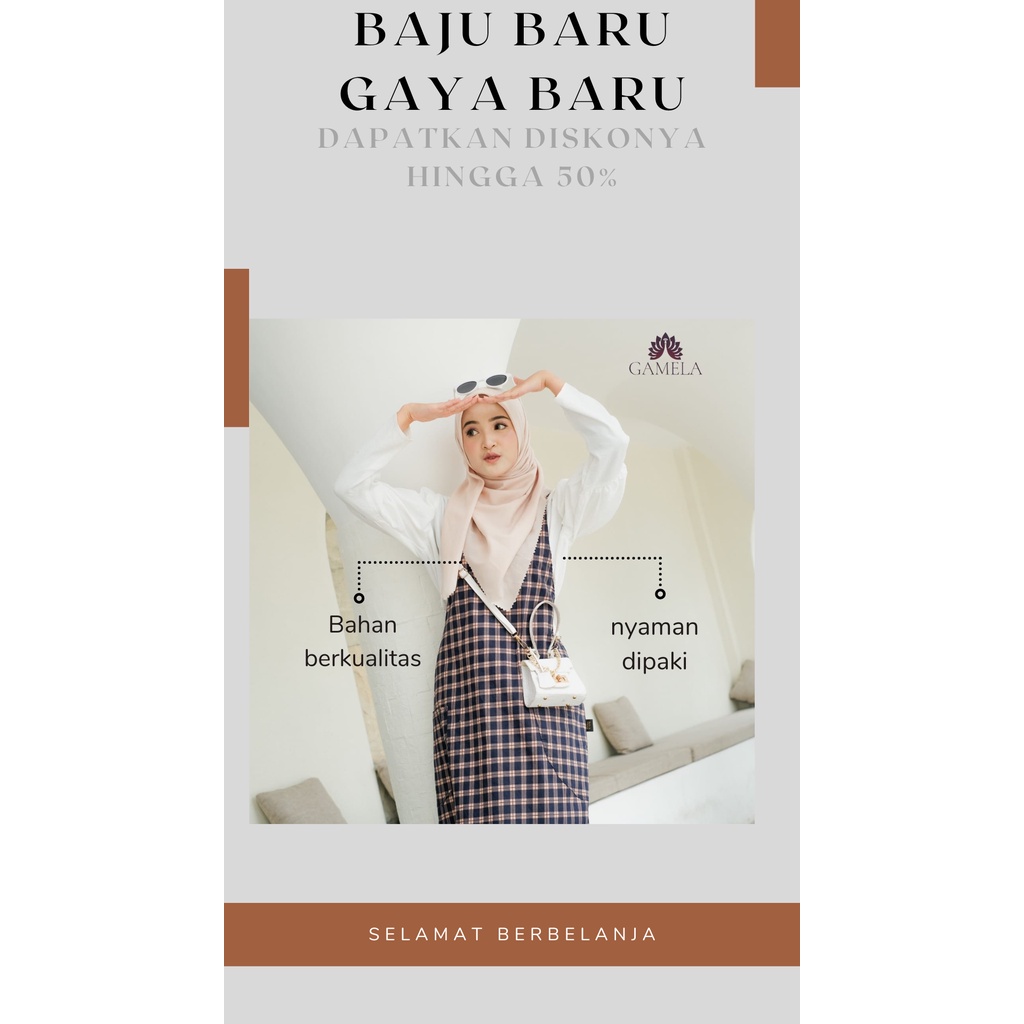 Overall wanita kekinian kotak-kotak murah