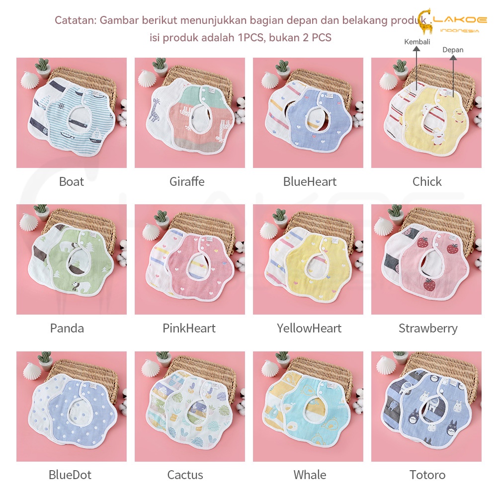 LAKOE bib bayi slabber bayi 6 lapis Celemek Makan Bayi Bahan Katun Gauze