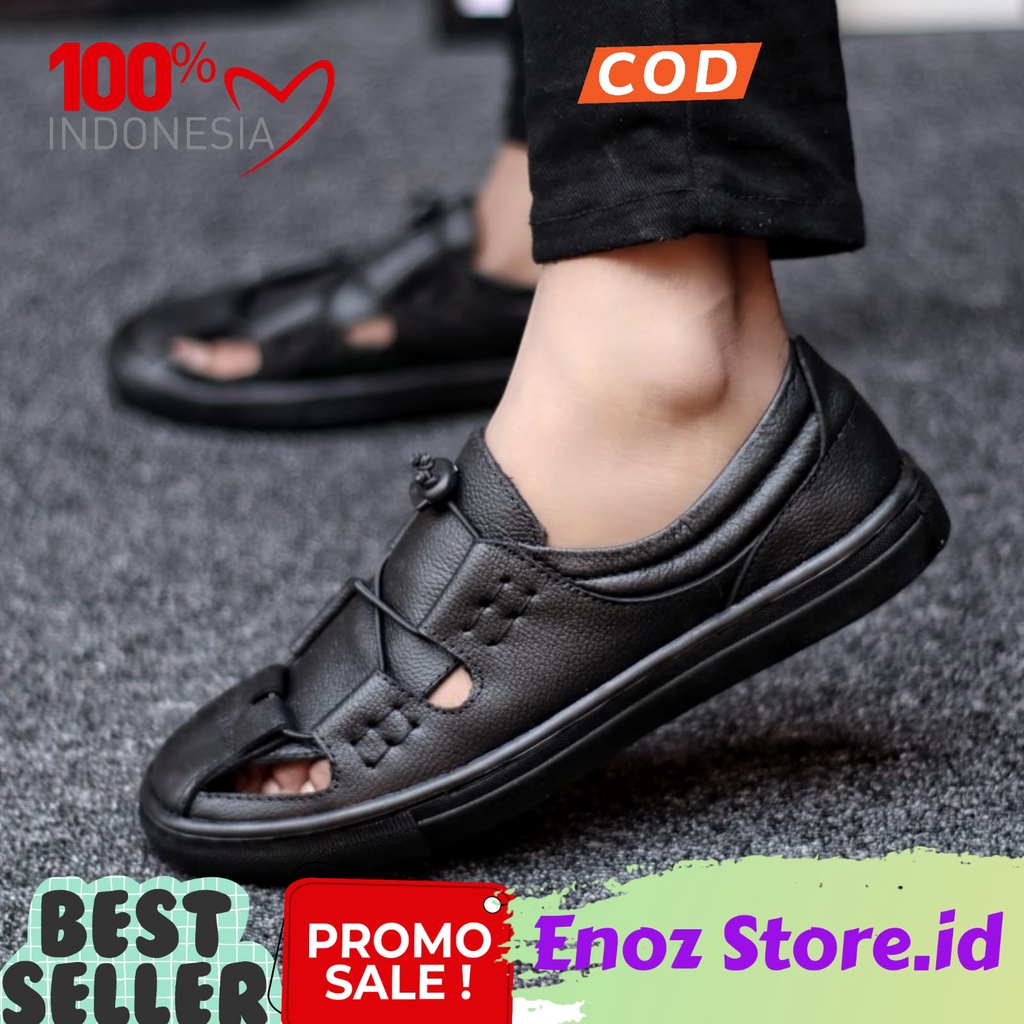ENOZ X MONZA - Sepatu Slip On Casual Santai formal Pantofel Pria kulit sapi asli Selop Kasual Sepatu Slop Pansus OOTD Street Korea BTS Cowo Keren Trendy Original Kekinian