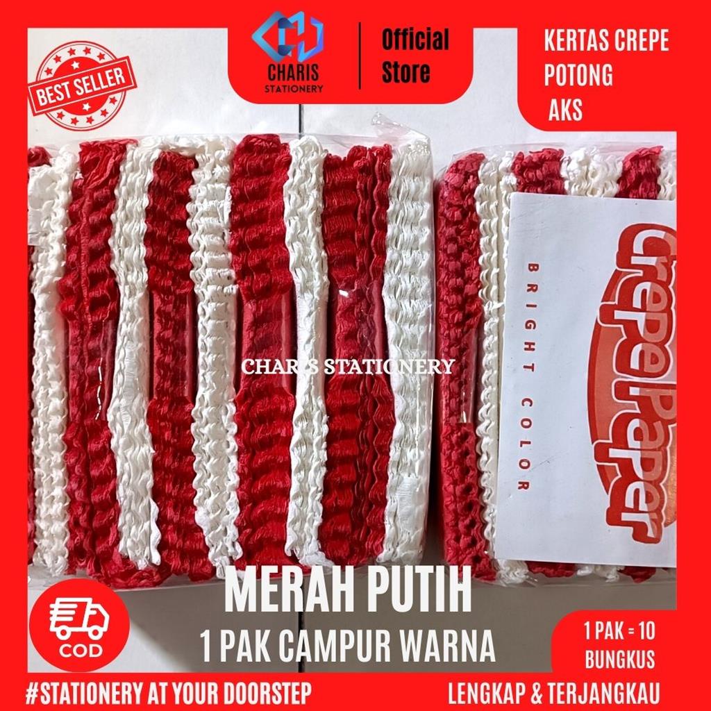 

CHARIS STATIONERY - Kertas Crepe Potong Merah-Putih AKS (10 Pcs/Pak)