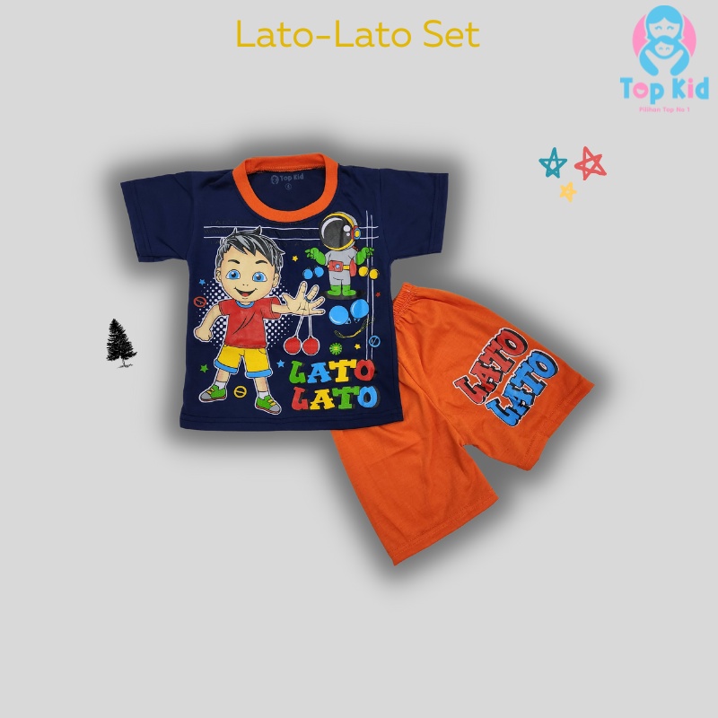 Baju Setelan Kaos Anak Laki-Laki Motif Lato-Lato