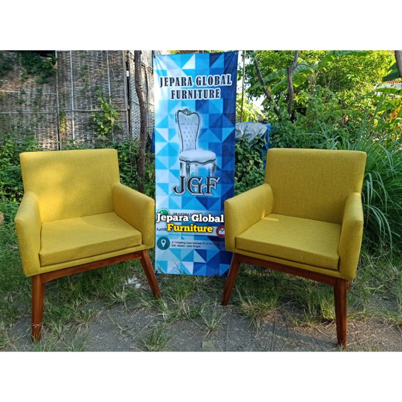 Kursi sofa single Jati retro lemon SATUAN ( kursi jati,kursi teras,kursi sofa,kursi tamu )
