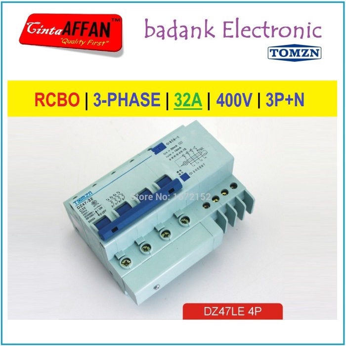 

3-Phase RCBO C32 32A 400V 3P+N Residual Current Leakage Circ. Breaker NAI27