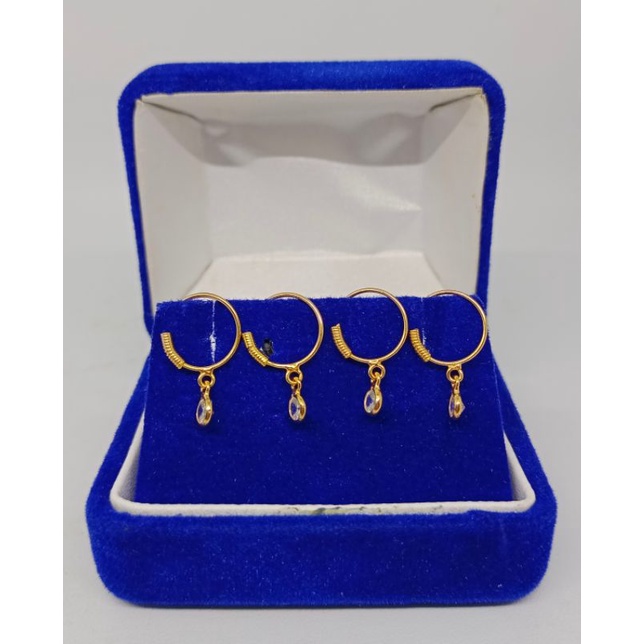 anting knip + gantungan mp / anting perak asli silver 925 lapis emas / anting fashion baby