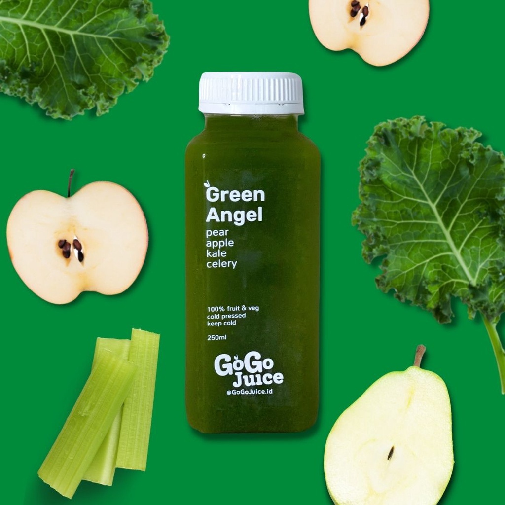 

Green Angel 250ML | Cold Pressed Juice Jus Pir Apel Seledri Kale 100% Murni Asli Anti Virus Green Juice