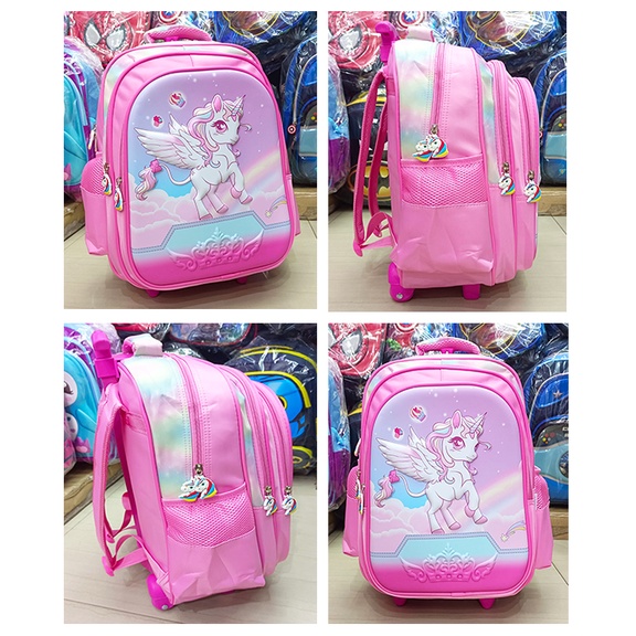 PROMO TAS TROLI DORONG ANAK PEREMPUAN TROLLEY SEKOLAH SD GAMBAR KARTUN KUDA PONY SUN TIMBUL 4RESLETING dan 3RESLETING  ( Pilihan Varian Sun Love Odet Sugar Dino Gogo Cetar Dino Sweet Laila )