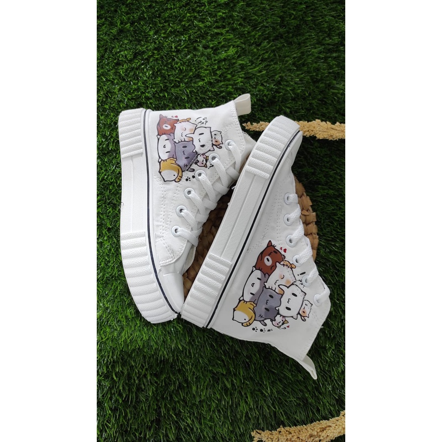 Sepatu Sneakers Wanita Import Kanvas High Kucing PTB015