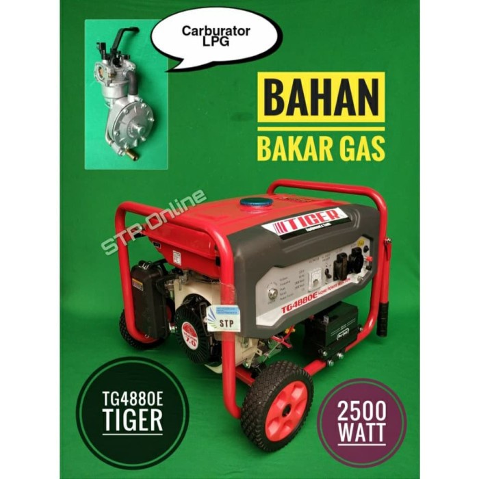 GENSET BAHAN BAKAR GAS LPG TG4880E 2500WATT TIGER ORIGINAL BRST QUALITY