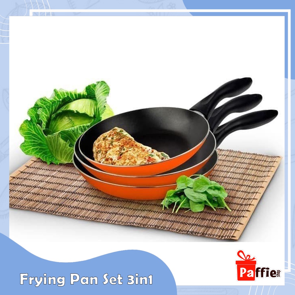 Frying Pan Set 3 in 1 Teflon Anti Lengket Wajan Masak Dapur Serbaguna Perlengkapan Rumah Penggorenga