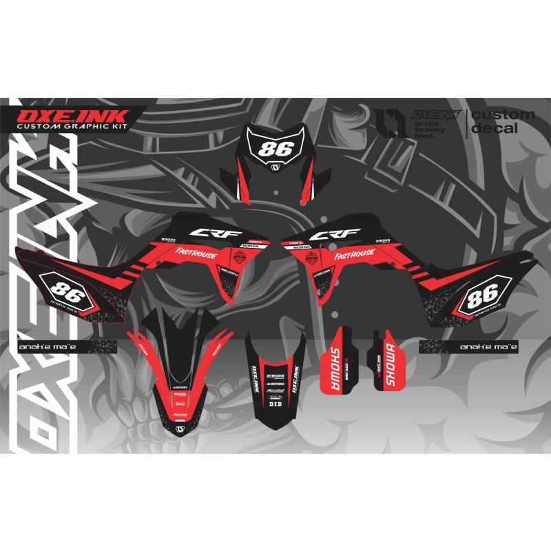 Decal stiker Crf 150 l merah  hitam fullbody glosy doff