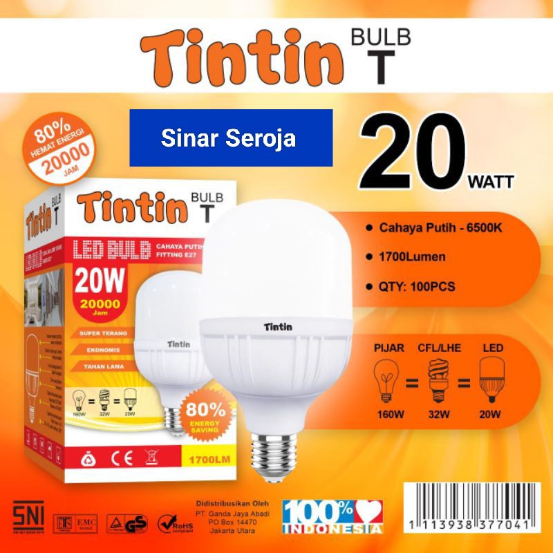 Lampu Tin-Tin Led Murah Bolam5w/5Watt/10w/10Watt/15w/15Watt/20w/20Watt