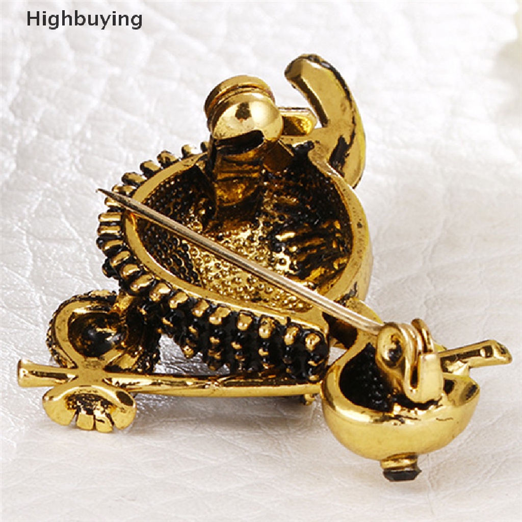 Hbid Enamel Turtle Brooch Pin Kristal Hewan Bros Jas Kerah Pin Unisex Perhiasan Glory