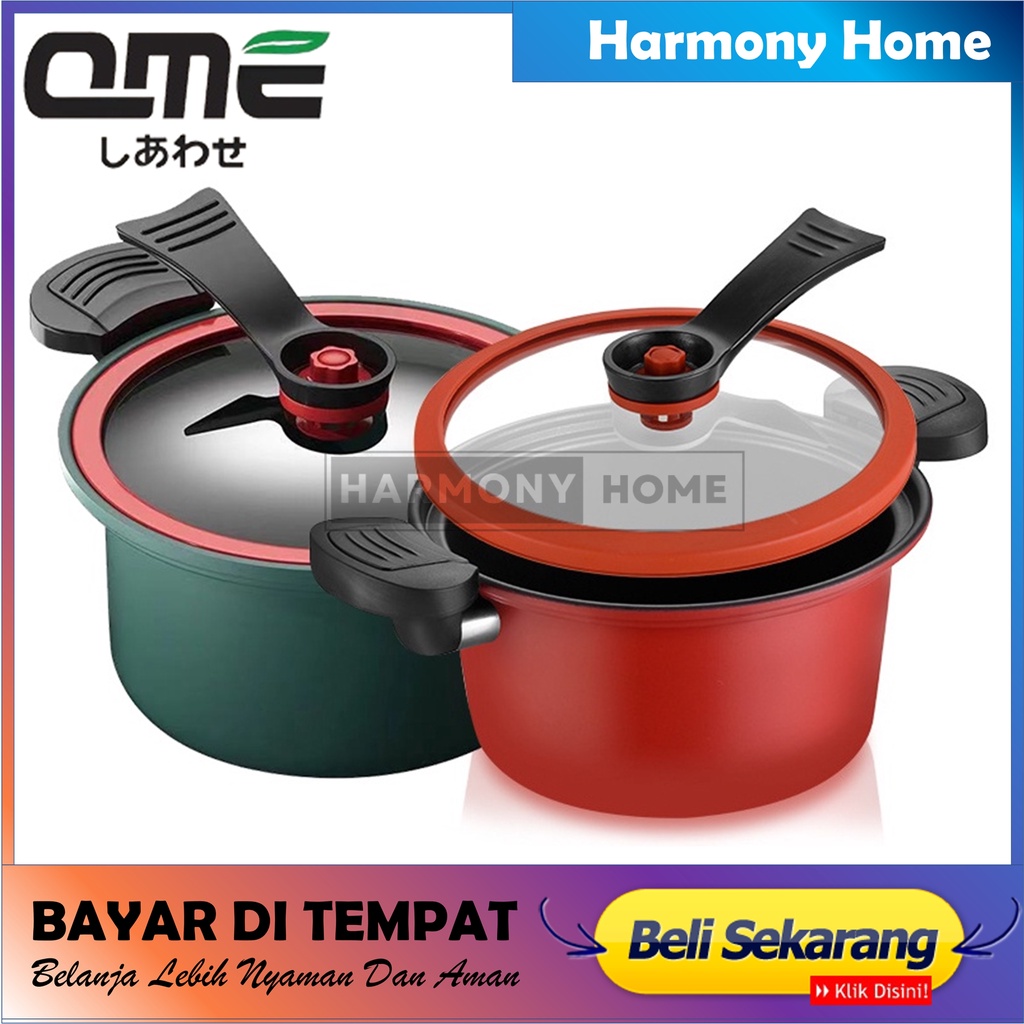 QME Panci Presto Teflon Totipotent Micro Pressure Cooker Pot 3.5L Anti Lengket Panci Presto Teflon Pressure Cooker Pot Totipotent 3.5 Liter Melunakan Daging Lembut Anti Lengket