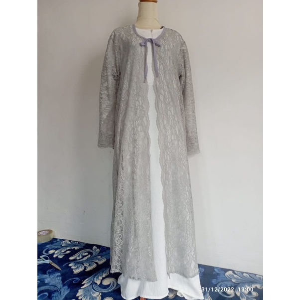 long outer berlengan brukat motif cardigan premium  formal casual wanita by fyssca outfit