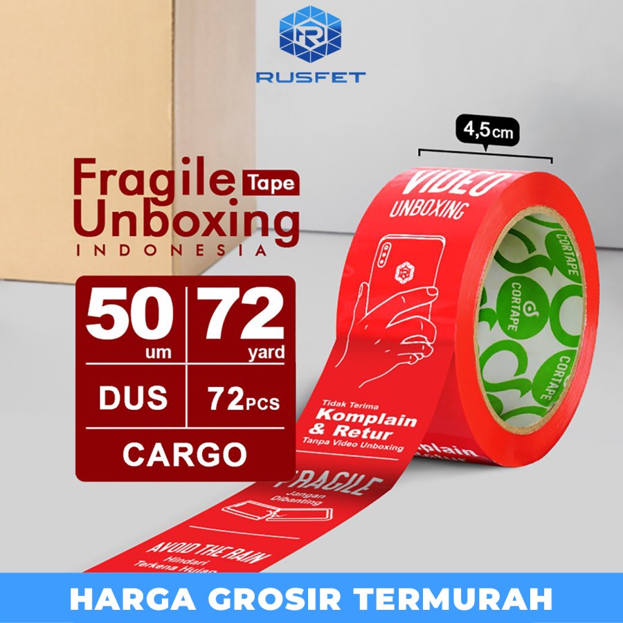 

Lakban Selotip Isolasi Fragile Unboxing Indonesia 48mm Dus Ekspedisi