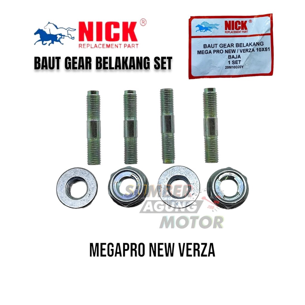 BAUT GEAR GIR BELAKANG SET NEW MEGAPRO VERZA BAHAN BAJA NICK PARTS
