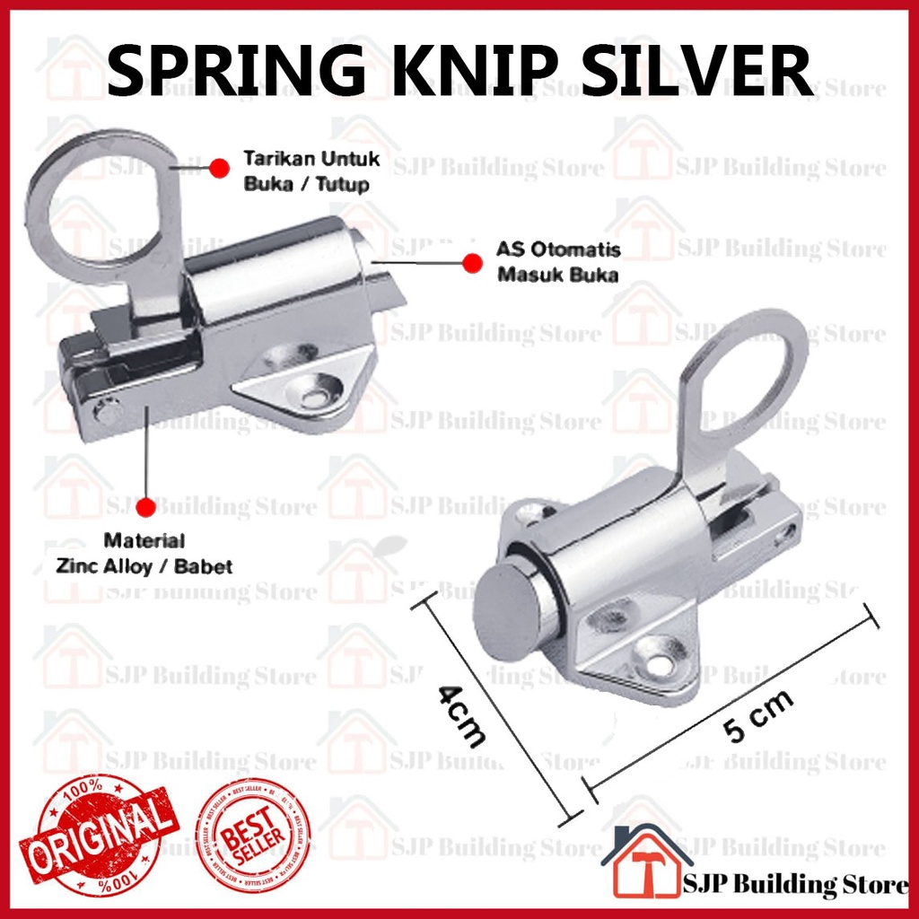 Spring Knife Silver l Slot Jendela Kodok l Grendel l Knip l Tip Top