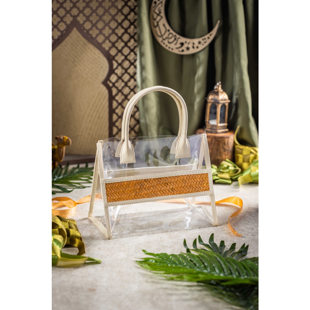 TAS TIKAR MIKA FULL NATURAL 25X15 T20 | Tas Mika transparan/TAS HAMPERS/TAS ANYAM
