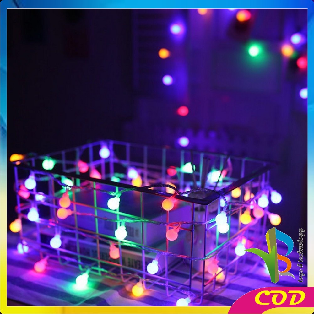 RB-C775 Lampu Tumbler LED Rainbow Motif Bola Salju / Lampu Tumblr 10 Meter Anggur Bulat Twinkle Light / Lampu Natal Hiasan Dekorasi