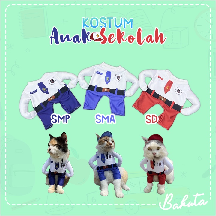 Kostum Model berdiri untuk kucing dan anjing Lucu 𝗞𝗼𝘀𝘁𝘂𝗺 𝗔𝗻𝗮𝗸 𝗦𝗲𝗸𝗼𝗹𝗮𝗵 / Kostum kucing Murah / Baju Kucing Tangerang size S-XL