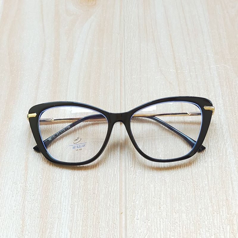 0FRAME KACAMATA SEMI CAT EYE KODE (AYUMI) PAKET LENSA BLUECROMIC