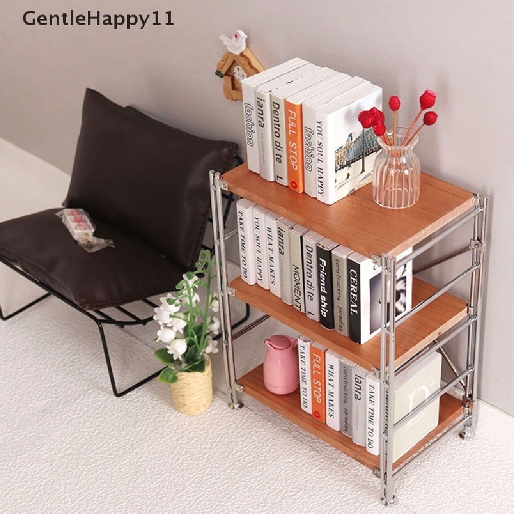 Gentlehappy 1:12rumah Boneka Miniatur Rak Penyimpanan Rak Buku Rak Display Supermarket Model Berdiri Furniture Dekorasi Rumah Mainan id
