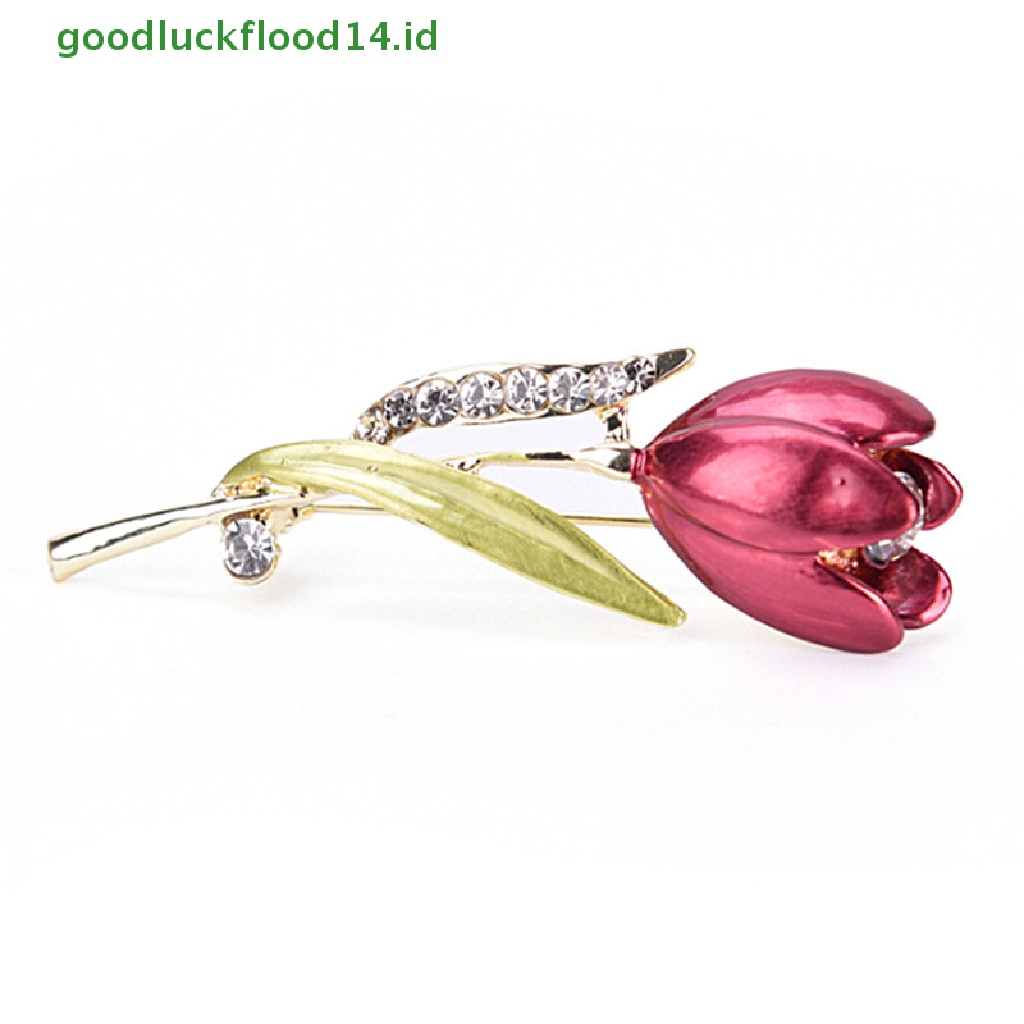 [GOOGFOUR] Pin Bros Bunga Tulip Elegan Berlian Imitasi Kristal Aksesoris Pakaian Perhiasan [TOP]
