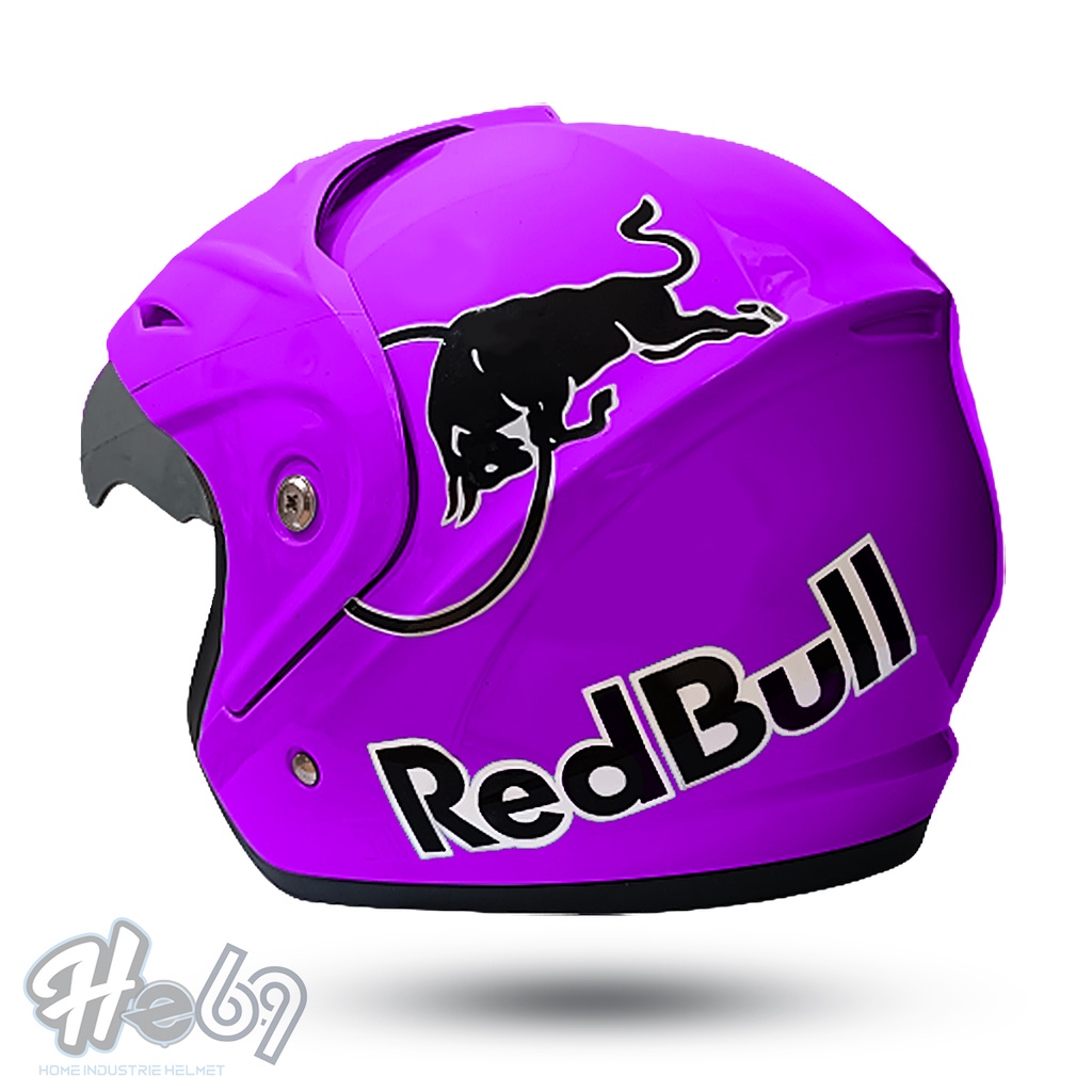 Helm Half Face JP 5 Red Bull / Helm Dewasa Untuk Pria Dan Wanita Dewasa COD