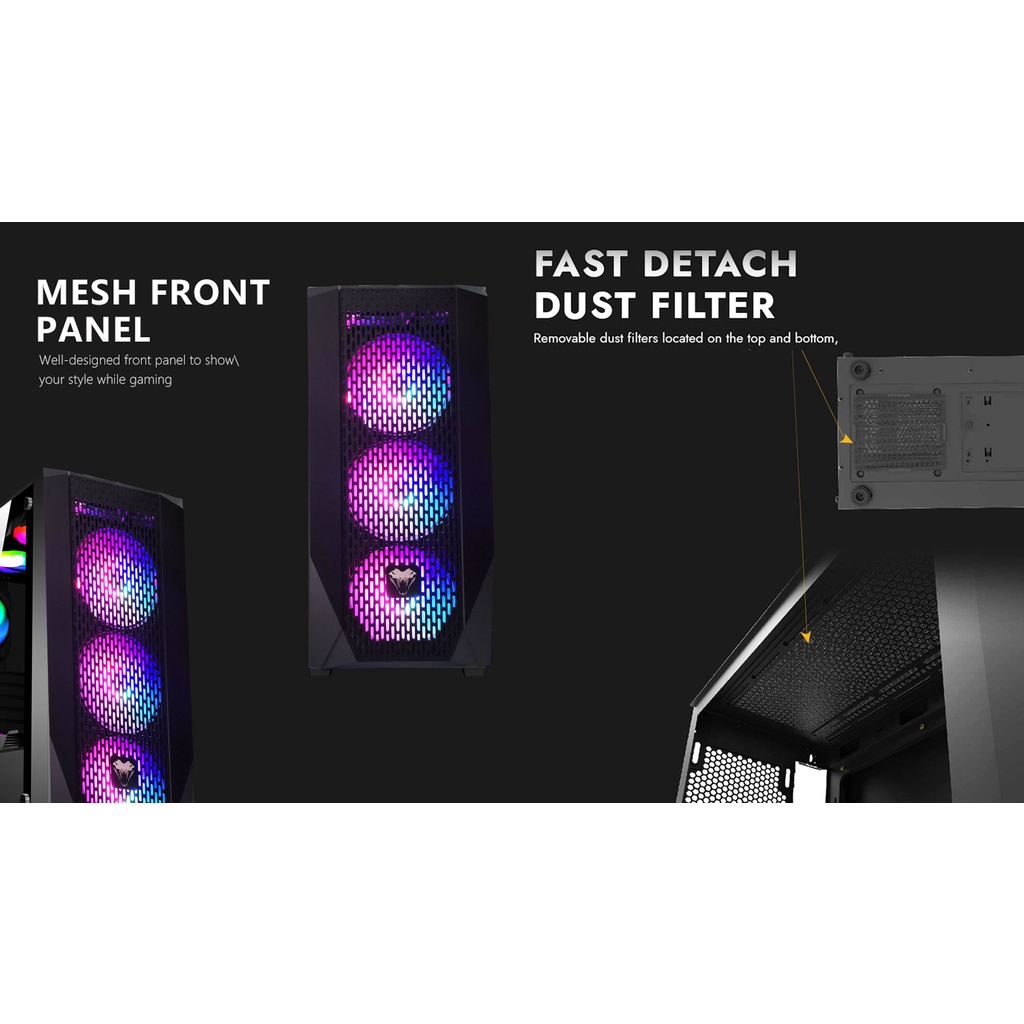 Venomrx Makarove + 4 Fan RGB Casing PC Gaming