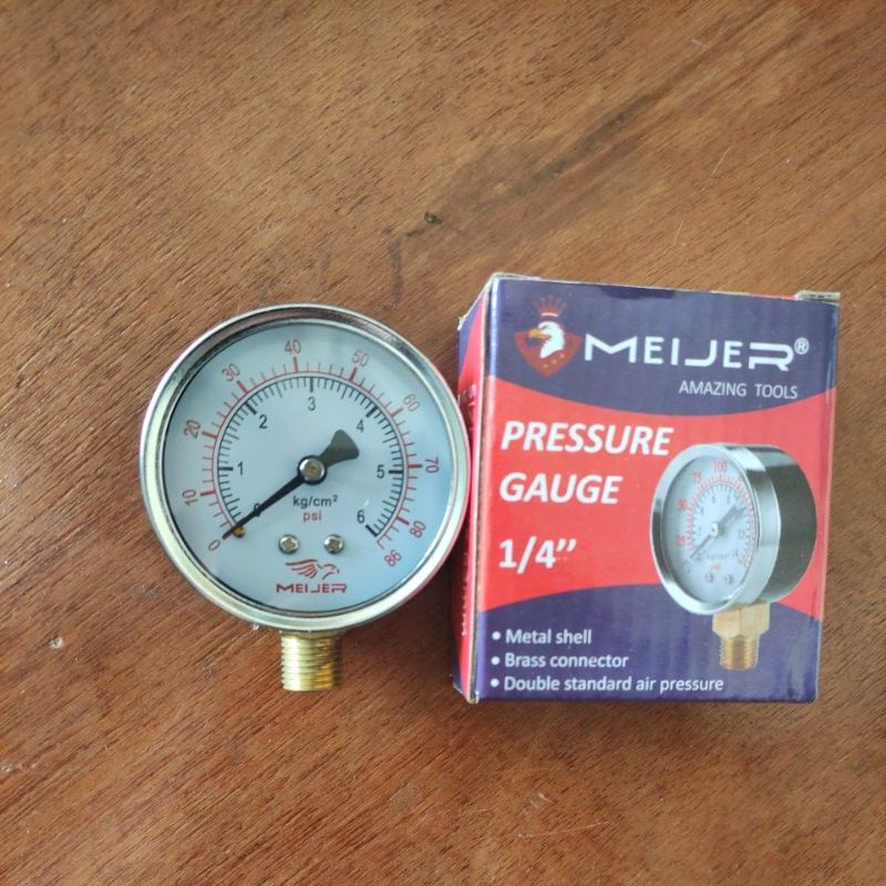 pressure gauge 1/4 Meijer 6bar 86psi/ pengukur tekanan kompresor 6bar meijer
