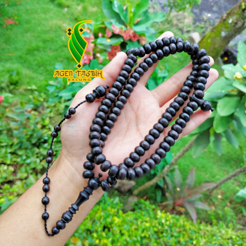 Tasbih Kayu Galih Kelor Hitam pipih size 6×8mm