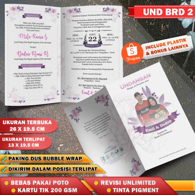 undangan pernikahan elegan murah free poto tanpa minimal order