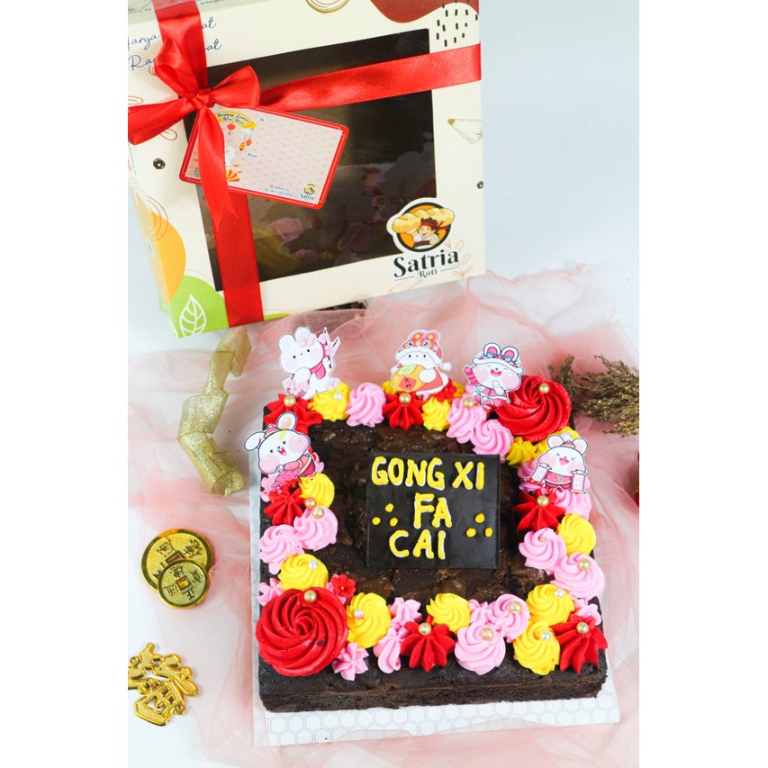 Jual Fudgy Brownies Sekat Panggang CNY Edisi Imlek Lumer Coklat Topping