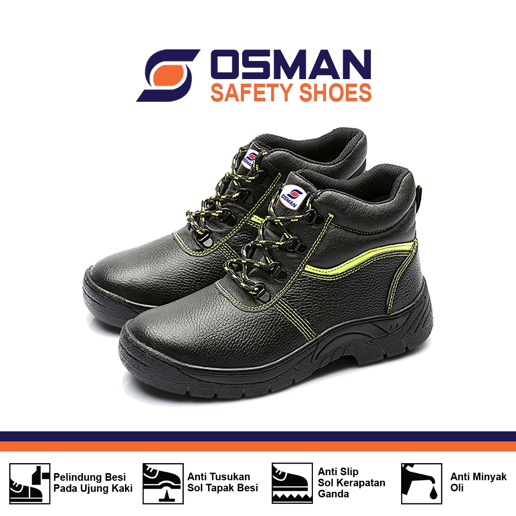 Jual Sepatu Safety OSMAN Safety Shoes Mid Cut Ujung Besi Tipe OS018