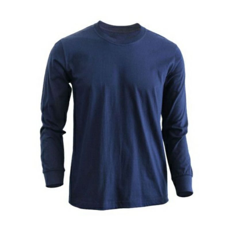 Kaos Polos Lengan Panjang Rib Tangan Karet Cotton Combed 24's Navy
