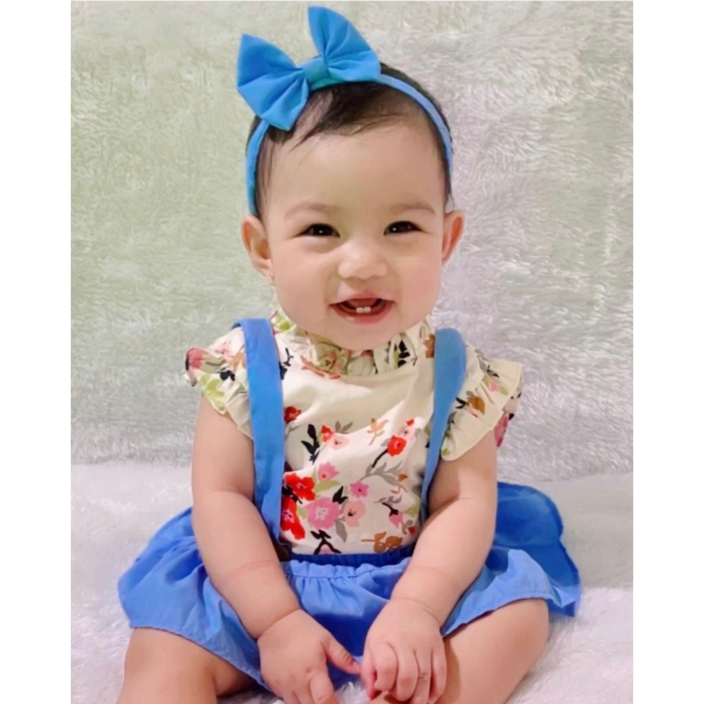 Jumper Baju Setelan Jumpsuit Bunga Bandana Sepatu Pergi Lucu Fashion Anak Bayi Perempuan Cewek AIKO / CLAIRE B / FLORIDA / AUDY CLARA GIANNA MICHA MICHELLE SIENA