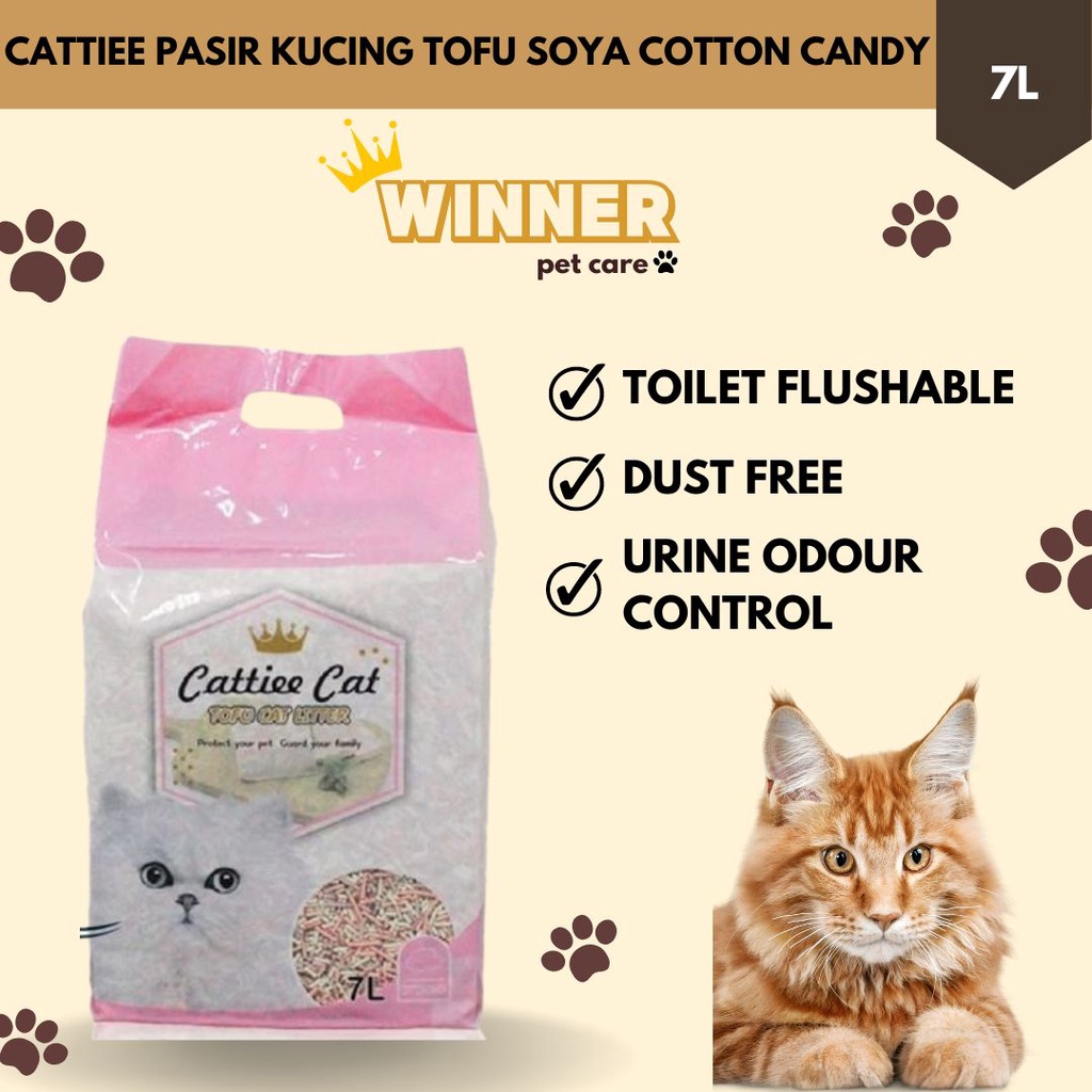 Cattiee Cat Litter Pasir Kucing Tofu Soya Cotton Candy 7 Liter