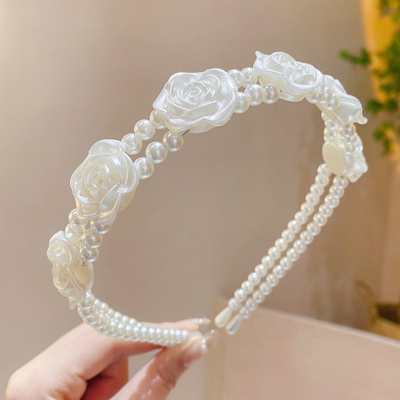 Klasik Perancis Retro Mutiara Rambut Hoop Perempuan Musim Panas Cahaya Mewah Elegan Hairband