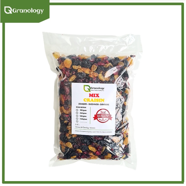 Mix Craisin 1 kilogram (Cranberry, Dark Raisin &amp; Golden Raisin) by Granology