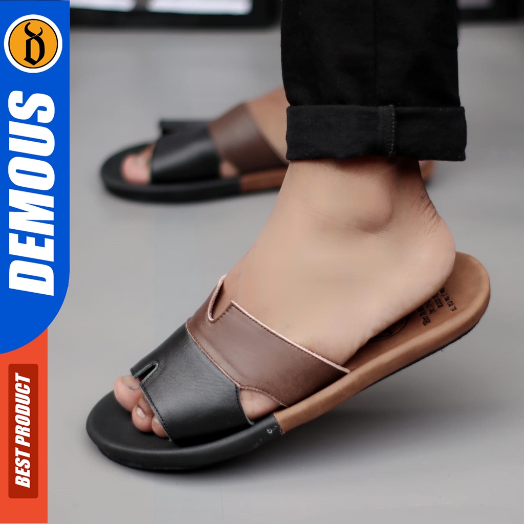 DEMOUS Combi - Sandal Slop Pria Kulit Asli