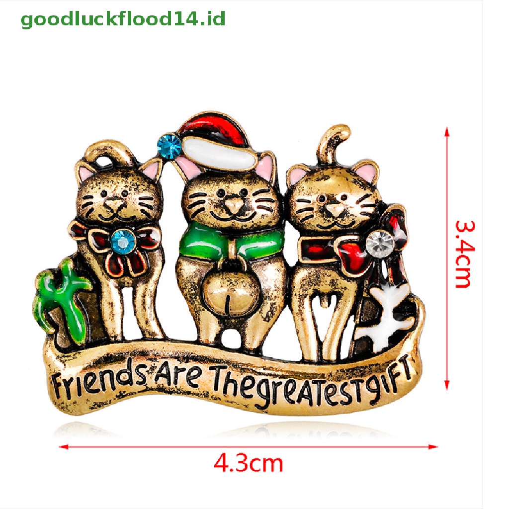 [GOOGFOUR] Kartun 3kucing Natal Bros Pin Lucu Hewan Kucing Bros Perhiasan Hadiah [TOP]