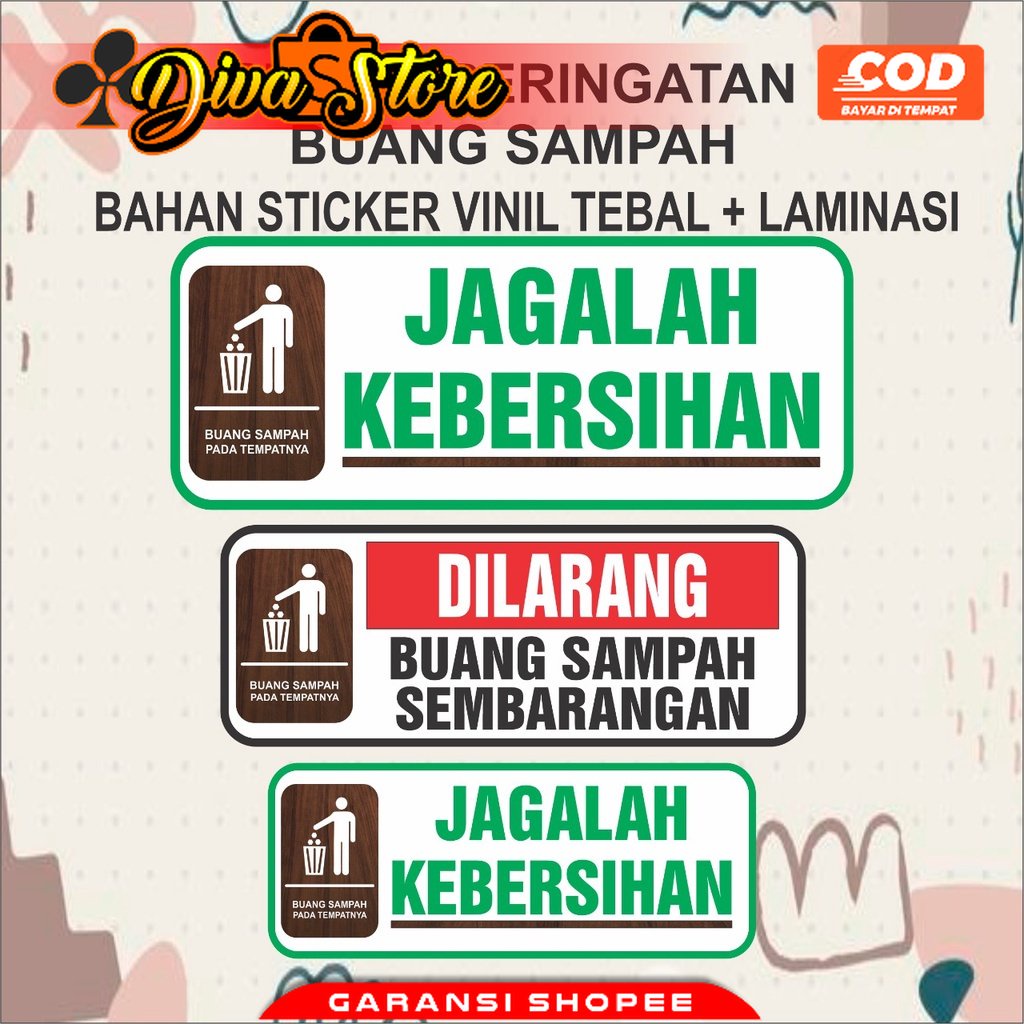 

Stiker Peringatan Stiker Penunjuk DILARANG BUANG SAMPAH JAGA KEBERSIHAN WATERPROOF TAHAN AIR AWET BAHAN TEBAL